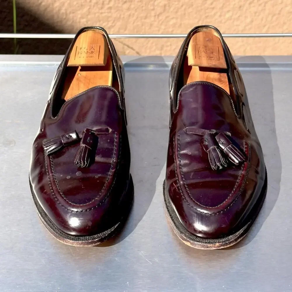 Johnston & Murphy Burgundy Leather Loafers with Tassel - Size 10 1/2 3E